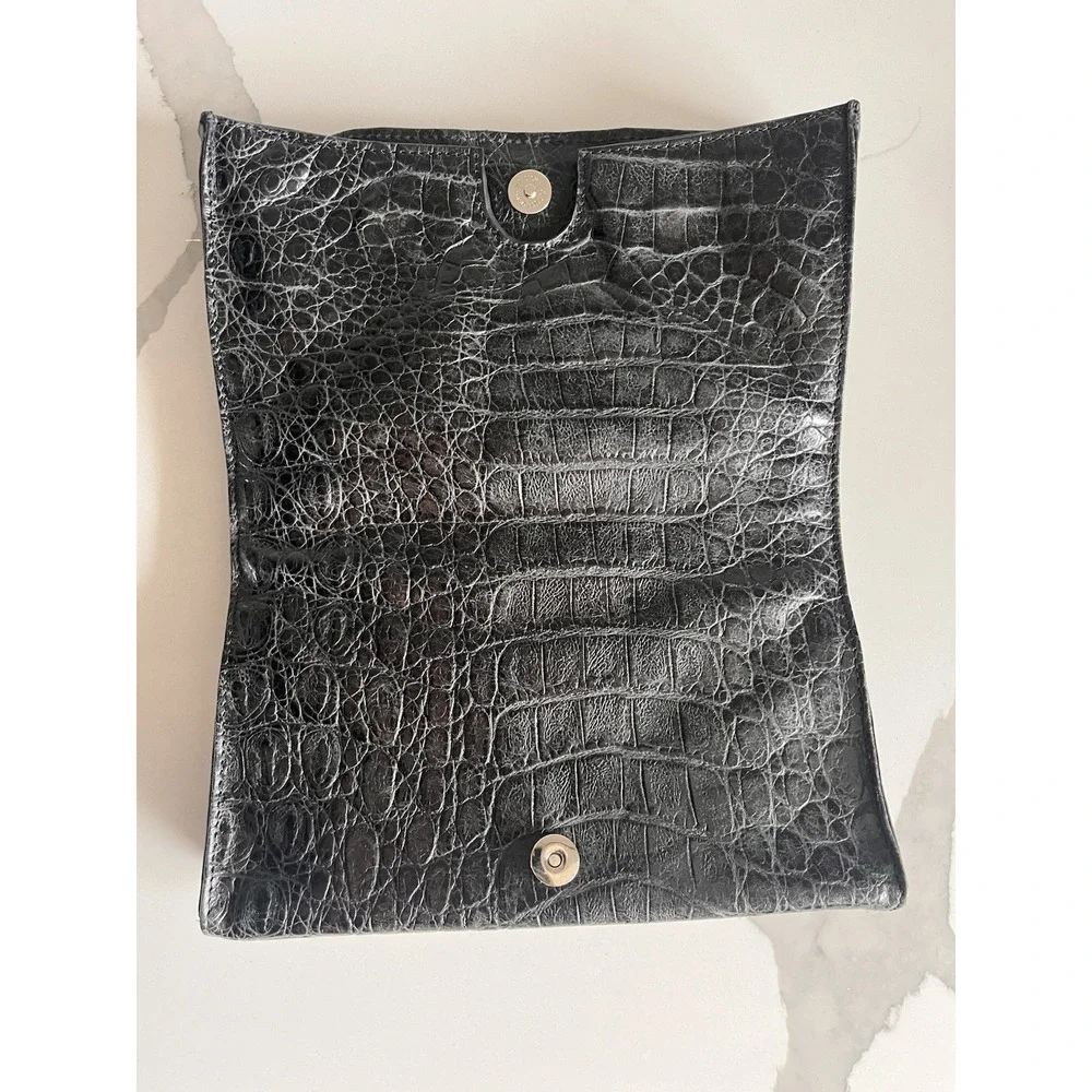 Charm And Luck Clutch Bag Y2K Leather Crocodile‎ Rhinestones Embossed Studs